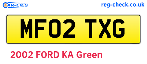 MF02TXG are the vehicle registration plates.
