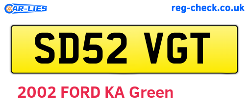 SD52VGT are the vehicle registration plates.