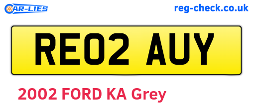 RE02AUY are the vehicle registration plates.