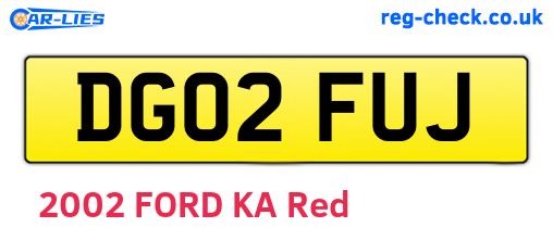 DG02FUJ are the vehicle registration plates.