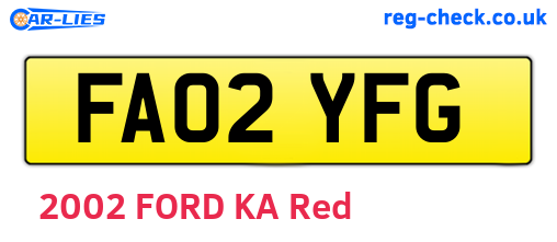 FA02YFG are the vehicle registration plates.