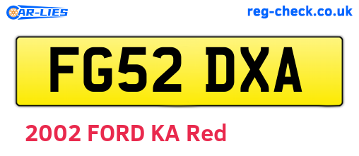 FG52DXA are the vehicle registration plates.