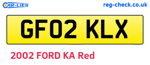 GF02KLX are the vehicle registration plates.