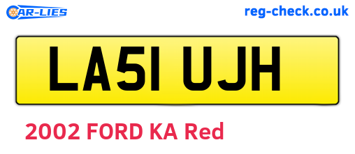 LA51UJH are the vehicle registration plates.