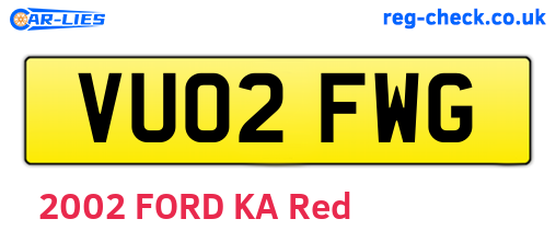 VU02FWG are the vehicle registration plates.