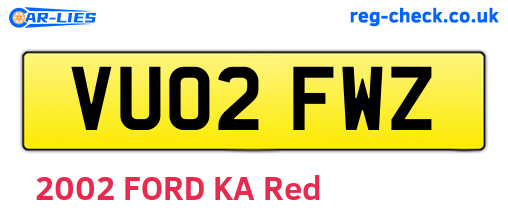 VU02FWZ are the vehicle registration plates.