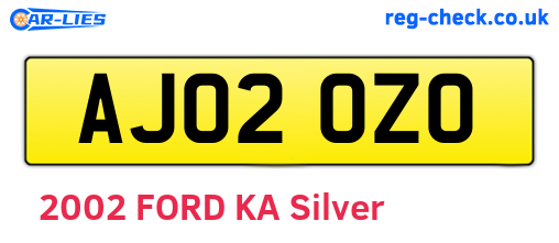 AJ02OZO are the vehicle registration plates.