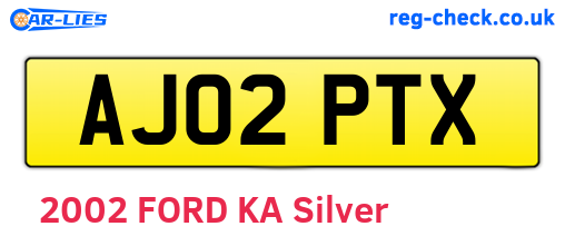 AJ02PTX are the vehicle registration plates.