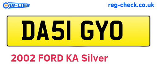 DA51GYO are the vehicle registration plates.