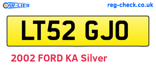 LT52GJO are the vehicle registration plates.