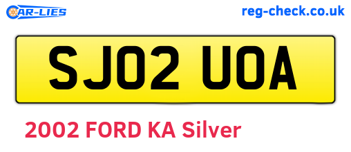 SJ02UOA are the vehicle registration plates.