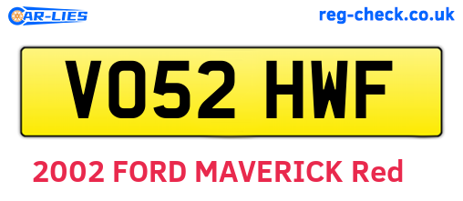 VO52HWF are the vehicle registration plates.