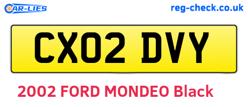 CX02DVY are the vehicle registration plates.