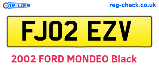 FJ02EZV are the vehicle registration plates.