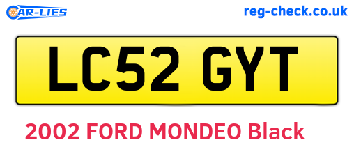 LC52GYT are the vehicle registration plates.