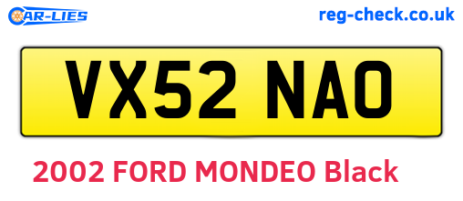 VX52NAO are the vehicle registration plates.