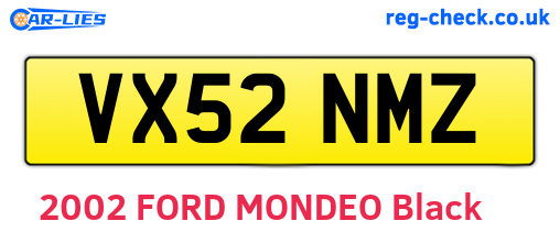 VX52NMZ are the vehicle registration plates.