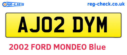 AJ02DYM are the vehicle registration plates.
