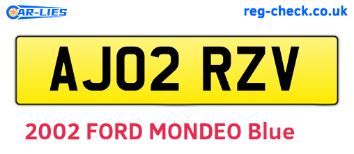 AJ02RZV are the vehicle registration plates.