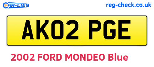 AK02PGE are the vehicle registration plates.