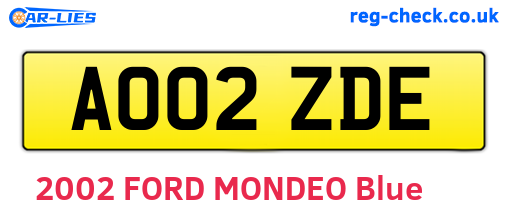 AO02ZDE are the vehicle registration plates.