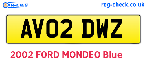 AV02DWZ are the vehicle registration plates.