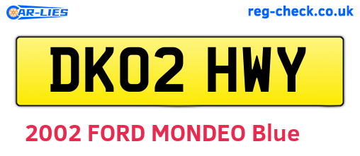 DK02HWY are the vehicle registration plates.