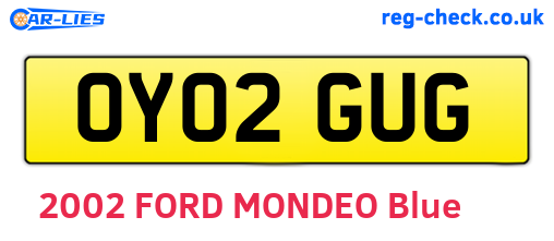 OY02GUG are the vehicle registration plates.