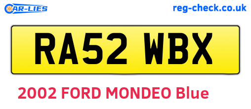 RA52WBX are the vehicle registration plates.