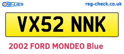VX52NNK are the vehicle registration plates.