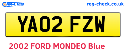 YA02FZW are the vehicle registration plates.