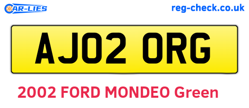 AJ02ORG are the vehicle registration plates.