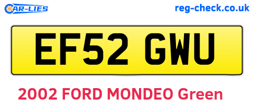 EF52GWU are the vehicle registration plates.