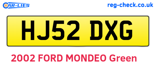 HJ52DXG are the vehicle registration plates.