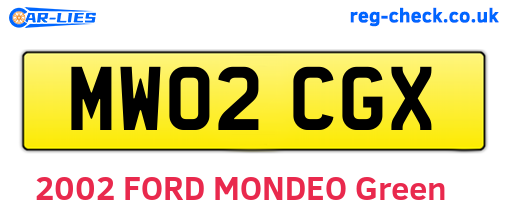 MW02CGX are the vehicle registration plates.