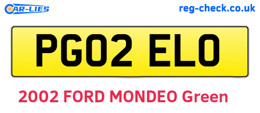 PG02ELO are the vehicle registration plates.