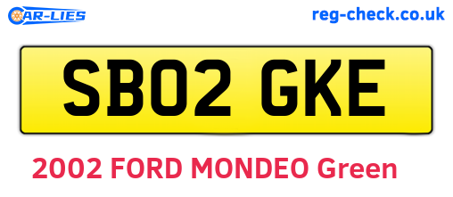 SB02GKE are the vehicle registration plates.