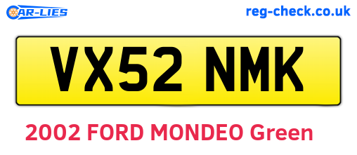 VX52NMK are the vehicle registration plates.