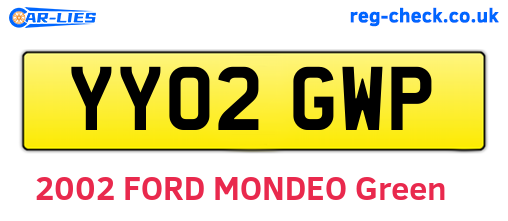 YY02GWP are the vehicle registration plates.