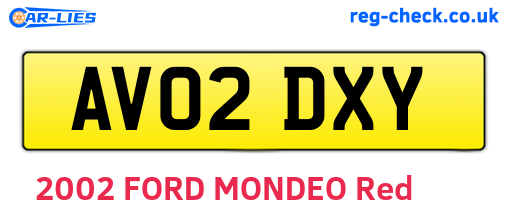 AV02DXY are the vehicle registration plates.