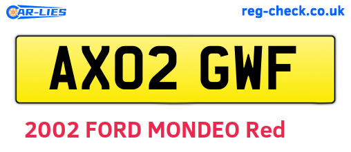 AX02GWF are the vehicle registration plates.