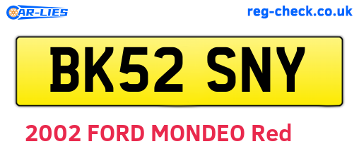 BK52SNY are the vehicle registration plates.