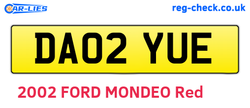 DA02YUE are the vehicle registration plates.