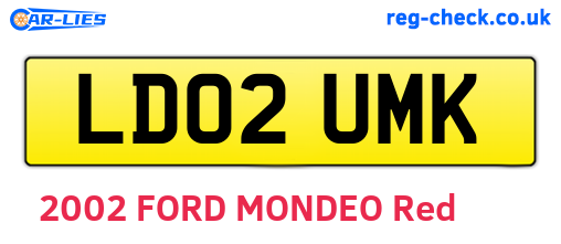 LD02UMK are the vehicle registration plates.
