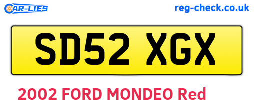 SD52XGX are the vehicle registration plates.