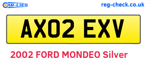 AX02EXV are the vehicle registration plates.
