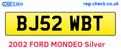 BJ52WBT are the vehicle registration plates.