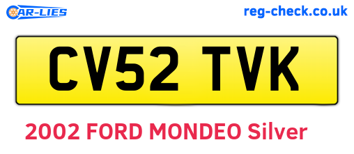 CV52TVK are the vehicle registration plates.