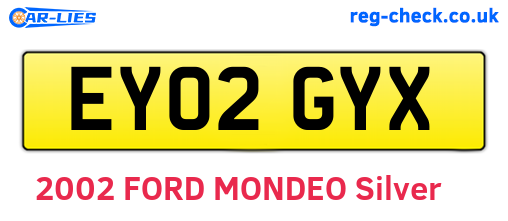 EY02GYX are the vehicle registration plates.