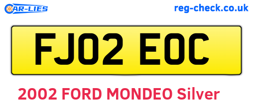 FJ02EOC are the vehicle registration plates.